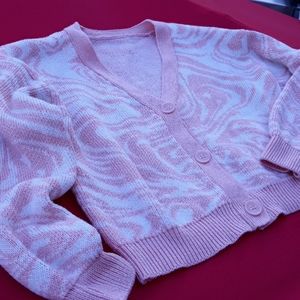 Marble cardigan Sweater Pink Peach Coral Soft Cute